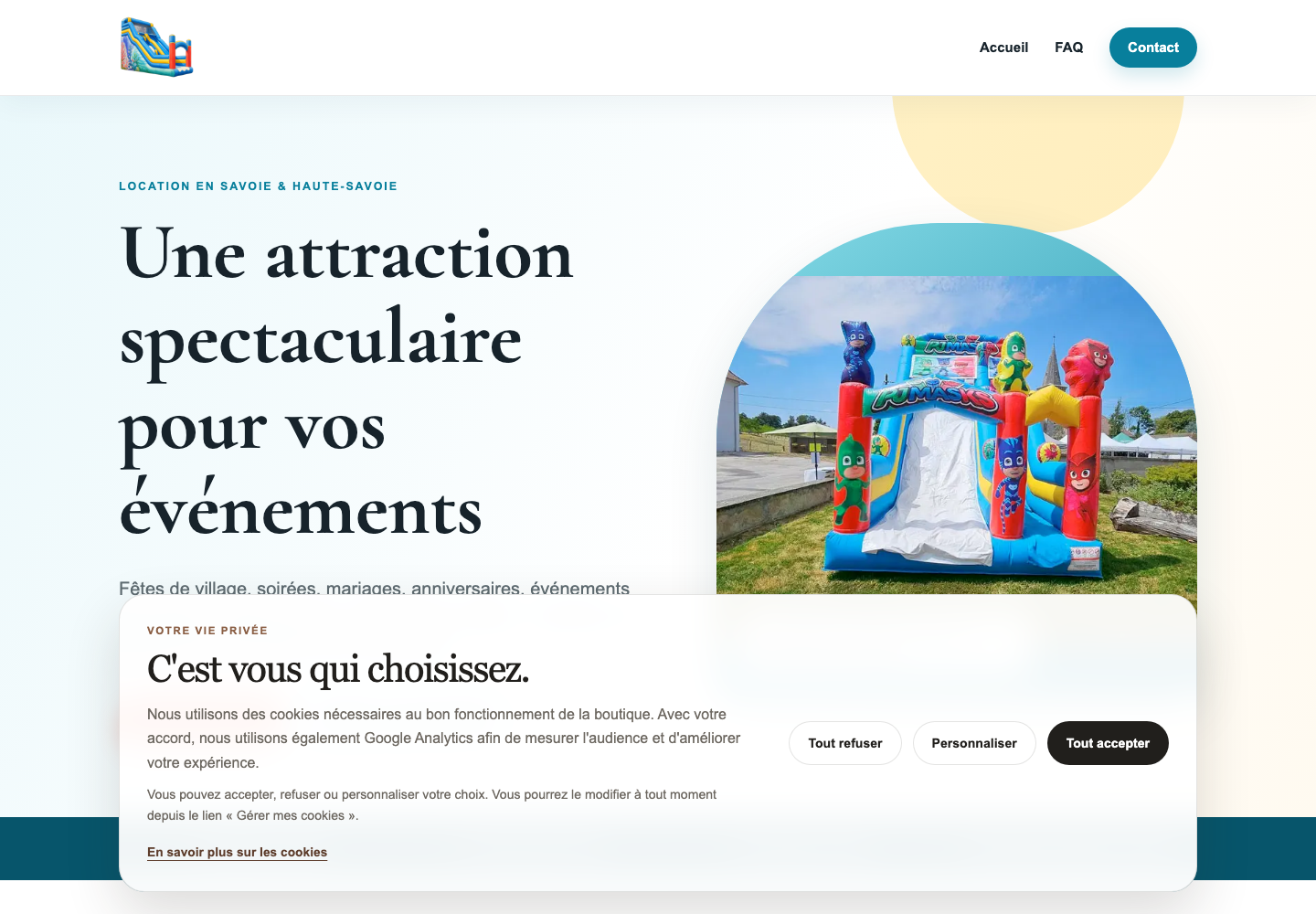Aperçu de la page d’accueil du site Toboggan Gonflable